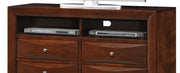 Glory Furniture Marilla media chest with storage drawers and wood finish, ideal for bedroom or living room entertainment setup.