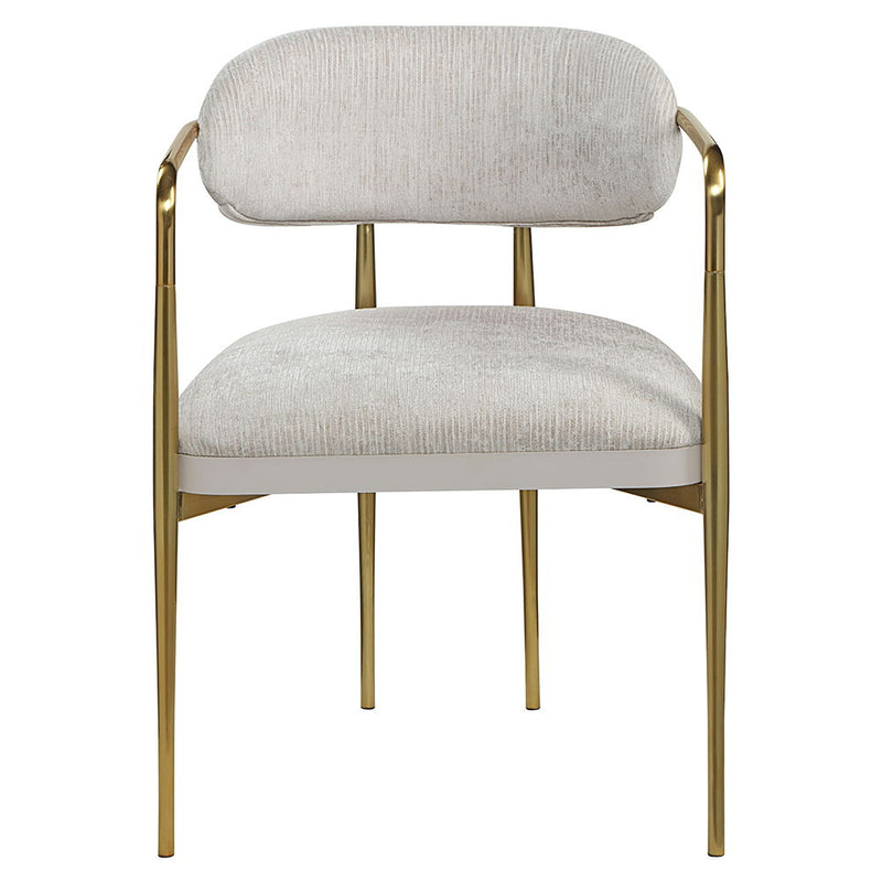 Zayn - Arm Chair (Set of 2) - Beige Chenille & Gold - R&R Furniture Gallery (Fountain Valley, CA)