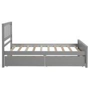 DreamHaus platform storage bed with two built-in drawers, featuring a modern design and a sturdy wooden frame.