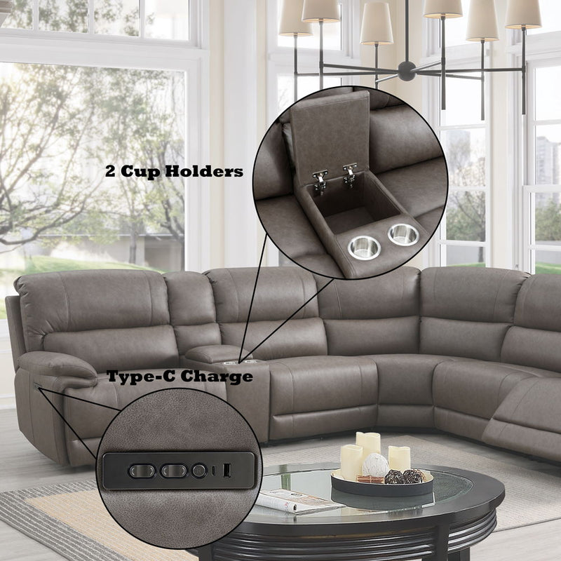 Kantu - Motion Sectional Sofa - Brown Synthetic Leather - R&R Furniture Gallery (Fountain Valley, CA)