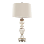 Set of two Lumi Source contemporary table lamps with mercury, nickel, and natural finishes, featuring sleek modern design.
