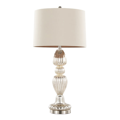 Set of two Lumi Source contemporary table lamps with mercury, nickel, and natural finishes, featuring sleek modern design.