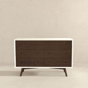 Dresser 6 Drawer - Dark Brown / White - R&R Furniture Gallery (Fountain Valley, CA)