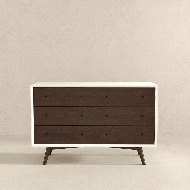 Dresser 6 Drawer - Dark Brown / White - R&R Furniture Gallery (Fountain Valley, CA)