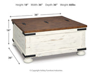 Wystfield - Cocktail Table with Storage - White / Brown - R&R Furniture Gallery (Fountain Valley, CA)