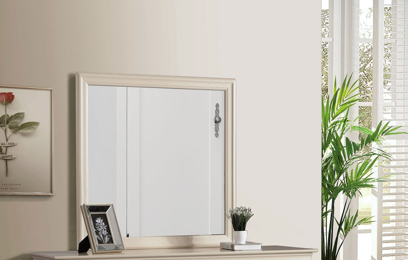 Glory Furniture traditional wall mirror with a sleek frame, suitable for any space, hanging on a wall.