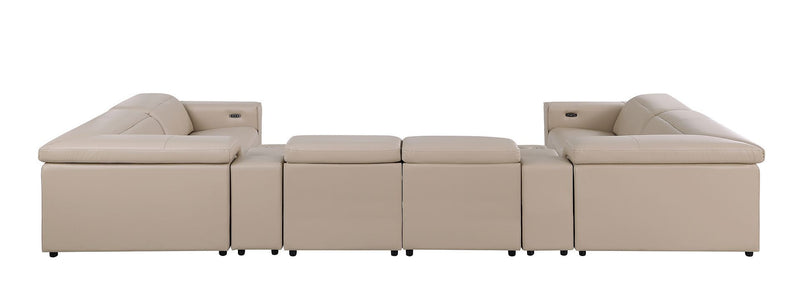 1208 - 8 Piece Modular Leather Sectional With 2 Power Recliners & Power Headrests