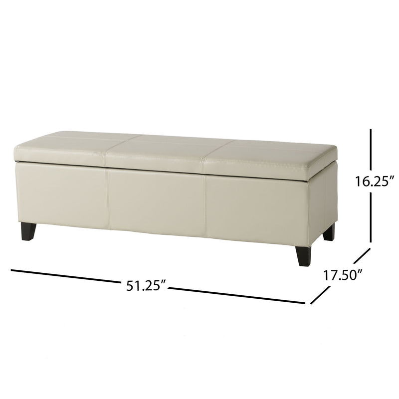 Noble House Glouster contemporary storage ottoman with soft fabric upholstery and a spacious interior for versatile storage.