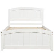 DreamHaus platform bed with headboard, footboard, and wood slat support, showcasing a modern bedroom furniture design.