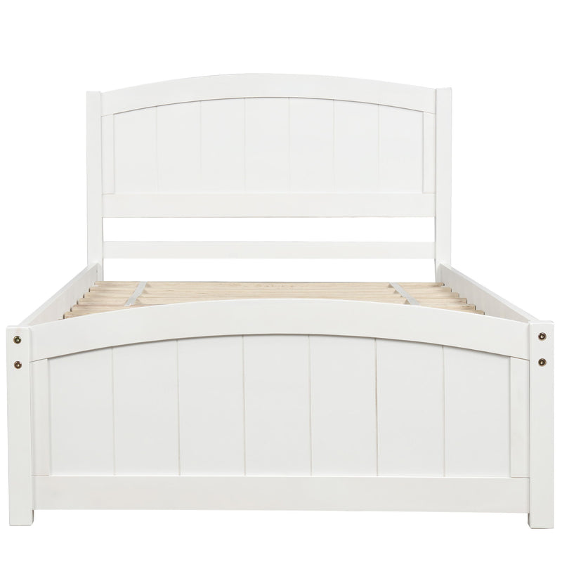 DreamHaus platform bed with headboard, footboard, and wood slat support, showcasing a modern bedroom furniture design.