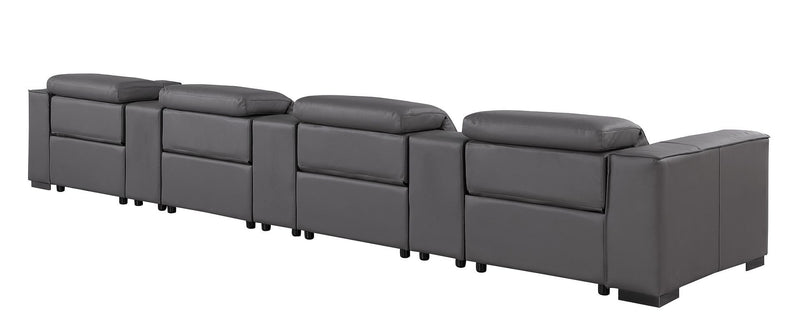 1208 - 7 Piece Leather Sofa With 4 Power Recliners And Power Headrests