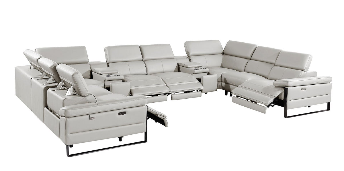 1246 - 10-Piece U-Shaped Modular Power Reclining Sectional With 4 Power Recliners And Power Headrests