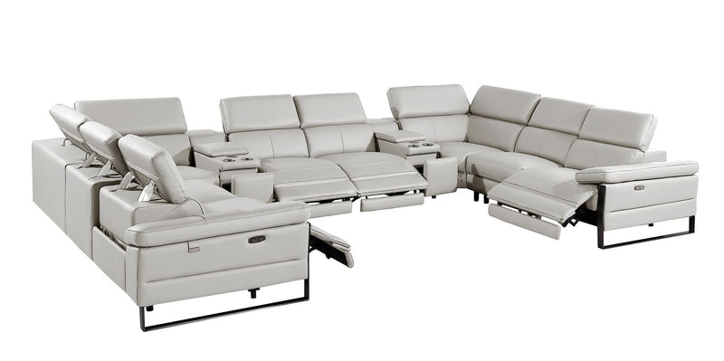 1246 - 10-Piece U-Shaped Modular Power Reclining Sectional With 4 Power Recliners And Power Headrests