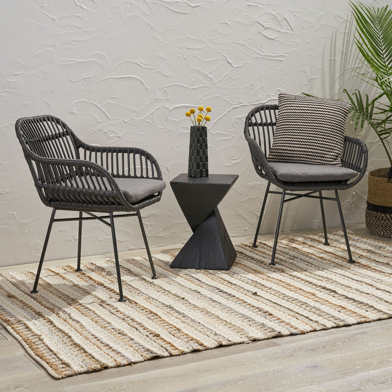 Outdoor Rattan Accent Chair With Metal Legs - R&R Furniture Gallery (Fountain Valley, CA)