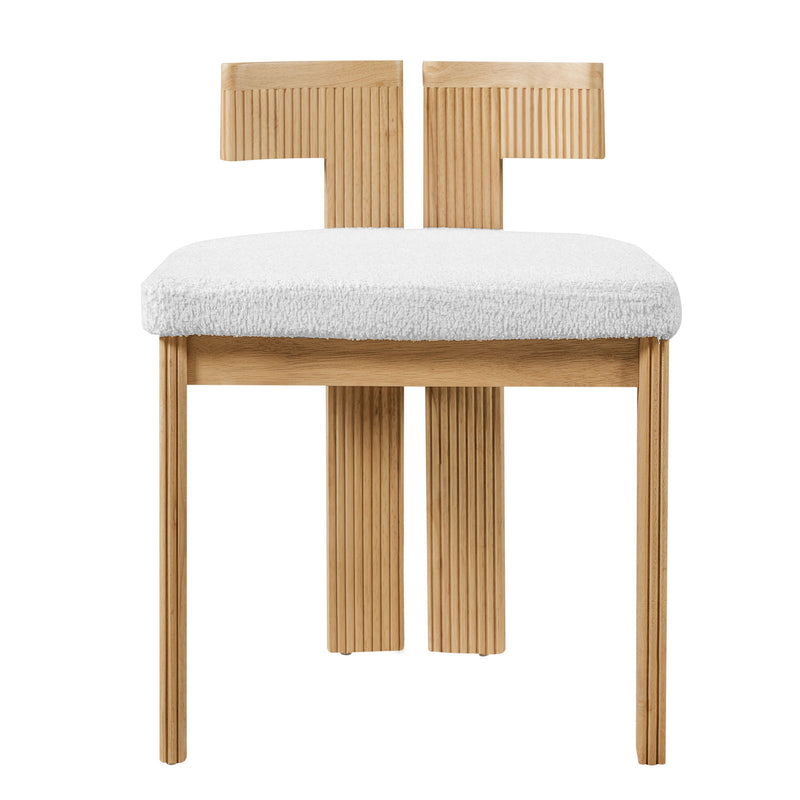 Pair of Noble House indoor dining chairs set, featuring modern wooden frames and cushioned seats for comfortable dining.