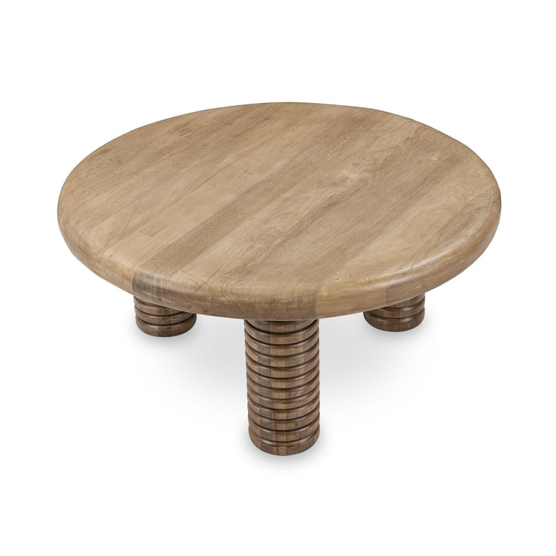 Ilaria - Reclaimed Wood Round Coffee Table - Sand Washed - R&R Furniture Gallery (Fountain Valley, CA)