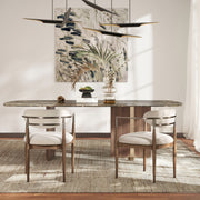 Artemis - Mixed Material Upholstered Dining Arm Chair - Warm White - R&R Furniture Gallery (Fountain Valley, CA)