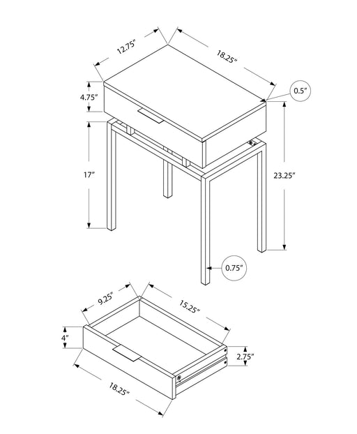 Spacious Table Top Accent Side Table, Storage Drawer, Contemporary & Modern - R&R Furniture Gallery (Fountain Valley, CA)