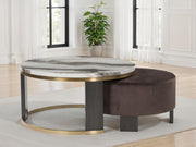 Jazmore - Nesting Cocktail Tables (Set of 2) - Brown / Brass Finish - R&R Furniture Gallery (Fountain Valley, CA)