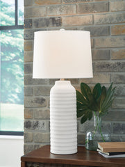 Vauville - Poly Table Lamp (Set of 2) - White - R&R Furniture Gallery (Fountain Valley, CA)