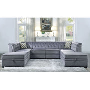 Bois II - Modular Armless Chair - Gray Velvet - R&R Furniture Gallery (Fountain Valley, CA)
