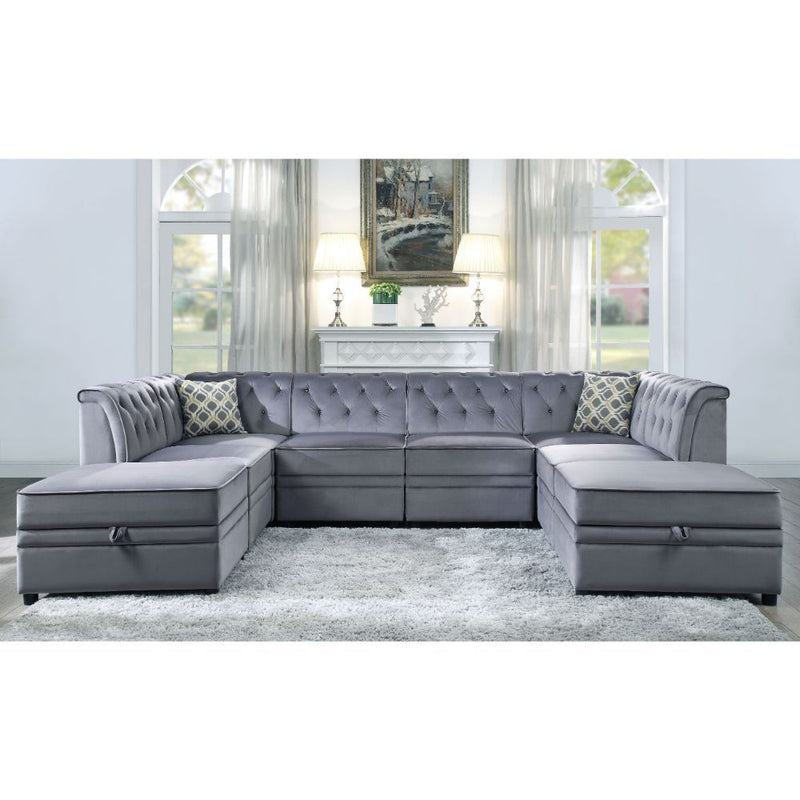 Bois II - Modular Armless Chair - Gray Velvet - R&R Furniture Gallery (Fountain Valley, CA)