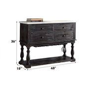 Gerardo - Server - White Marble Top & Weathered Espresso - R&R Furniture Gallery (Fountain Valley, CA)
