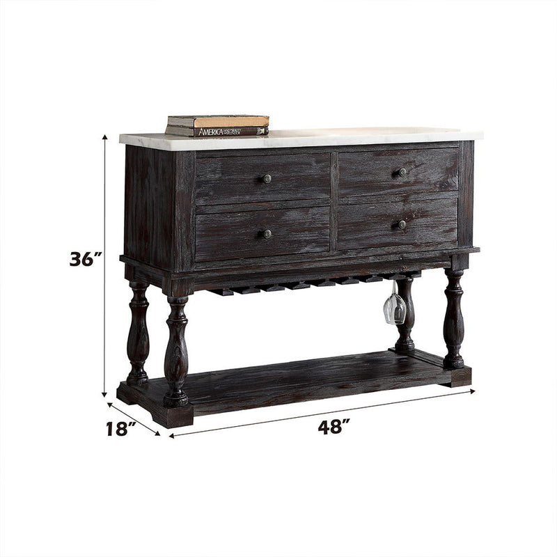 Gerardo - Server - White Marble Top & Weathered Espresso - R&R Furniture Gallery (Fountain Valley, CA)