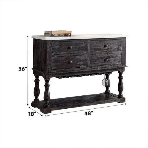Gerardo - Server - White Marble Top & Weathered Espresso - R&R Furniture Gallery (Fountain Valley, CA)
