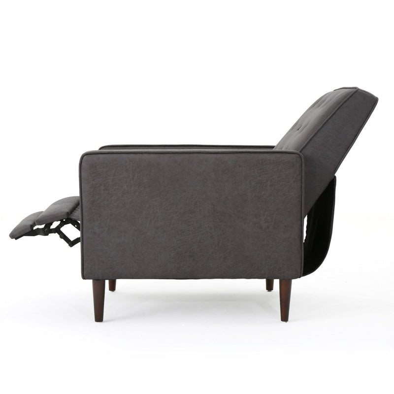 Macedonia - Mid Century Modern Button Tufted Fabric Recliner - Slate - R&R Furniture Gallery (Fountain Valley, CA)