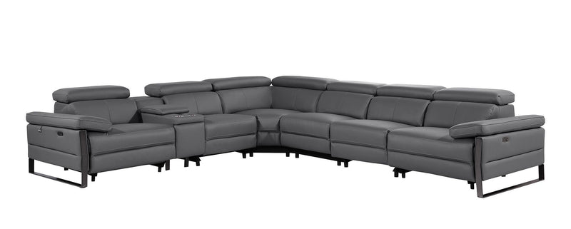1246 - 7-Piece L-Shaped Modular Power Reclining Sectional With 3 Power Recliners And Power Headrests