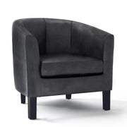 Simpli-Home Austin handcrafted tub chair with plush upholstery and wooden legs, armchair for living room or lounge area.