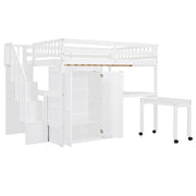 Loft Bed With Stairs, Bookshelf, Drawers, Desk & Wardrobe, Space Saving Multifunctional Furniture - R&R Furniture Gallery (Fountain Valley, CA)