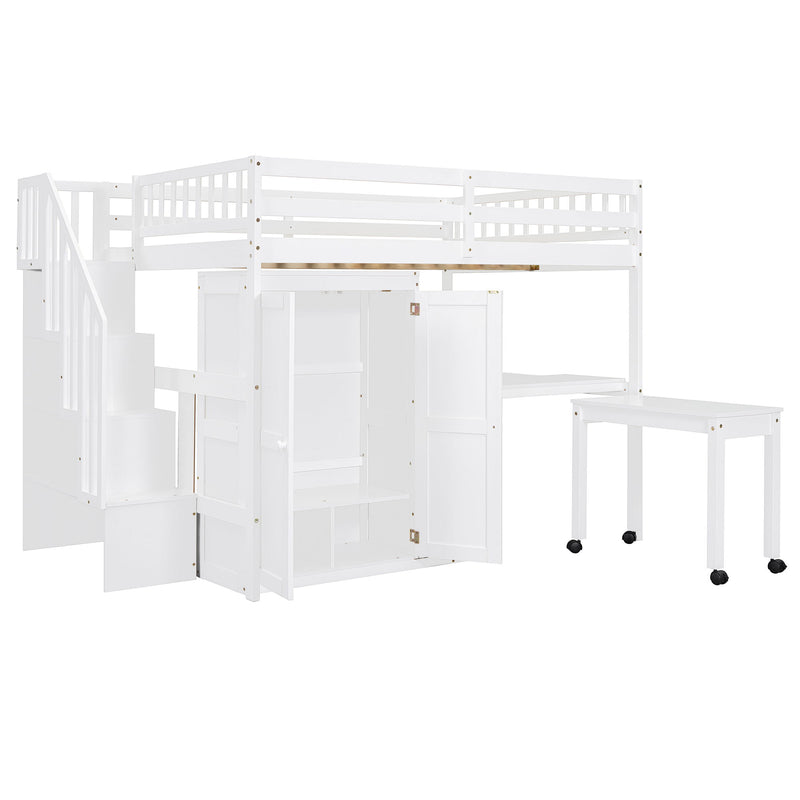 Loft Bed With Stairs, Bookshelf, Drawers, Desk & Wardrobe, Space Saving Multifunctional Furniture - R&R Furniture Gallery (Fountain Valley, CA)