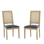 French Country Dining Chair With Rectangular Cane Backrest And Smooth Upholstered Seating - R&R Furniture Gallery (Fountain Valley, CA)