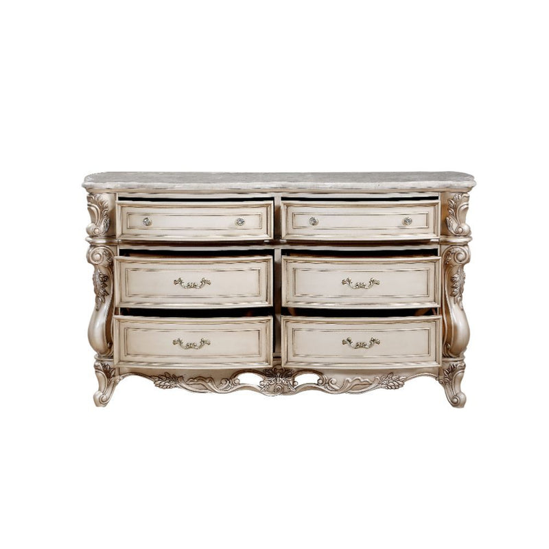 Gorsedd - Dresser With Marble Top - Marble Top & Golden Ivory - R&R Furniture Gallery (Fountain Valley, CA)