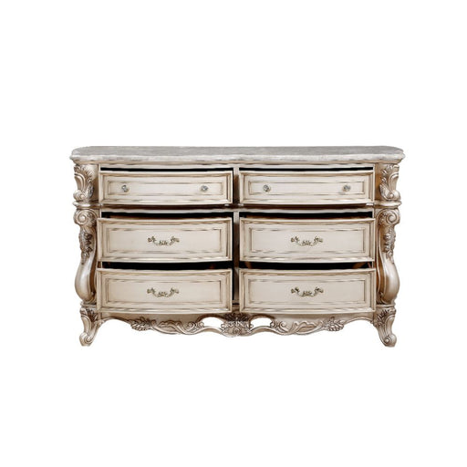 Gorsedd - Dresser With Marble Top - Marble Top & Golden Ivory - R&R Furniture Gallery (Fountain Valley, CA)