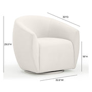 TOV Furniture Jordan velvet swivel chair with a rounded back and plush upholstery, designed for stylish comfort.