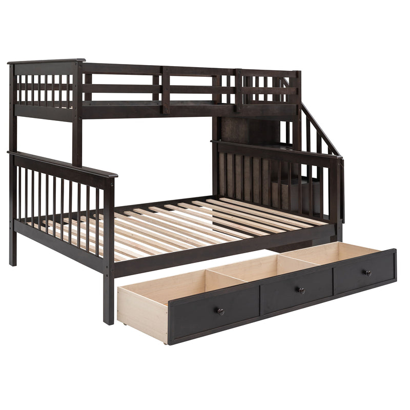Stairway Bunk Bed With Storage And Guard Rail For Bedroom - R&R Furniture Gallery (Fountain Valley, CA)
