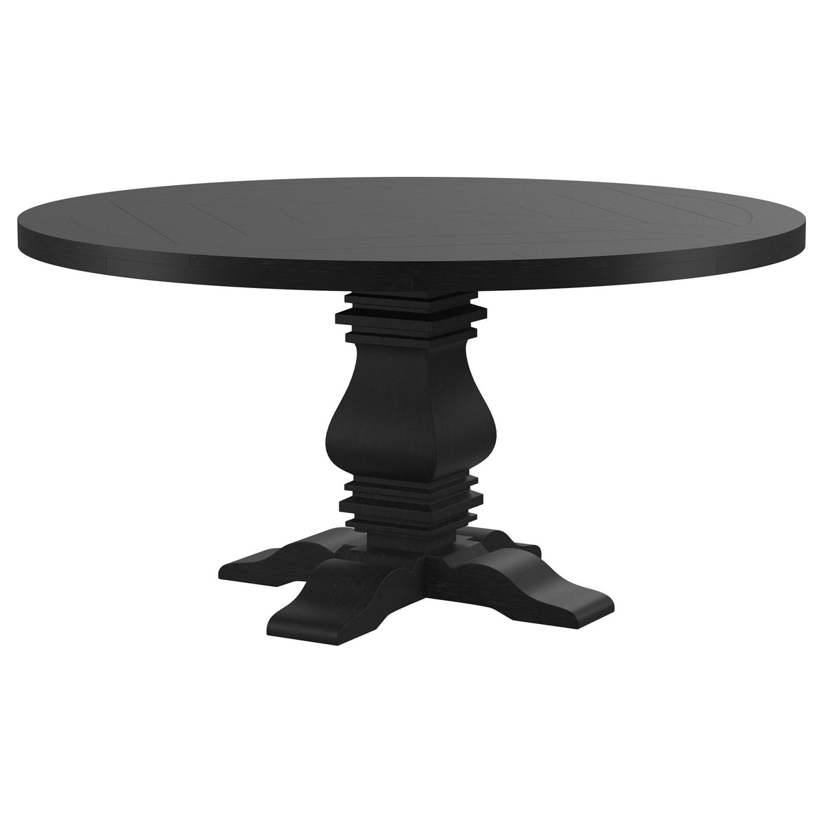 Allende - Round Dining Pedestal Table With Carved Base - Black