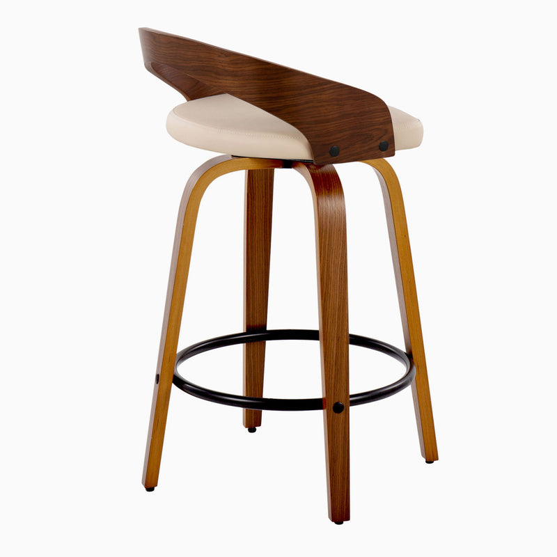 Grotto - Mid Century Modern Fixed Height Counter Stool With Swivel With Round Footrest (Set of 2) - R&R Furniture Gallery (Fountain Valley, CA)