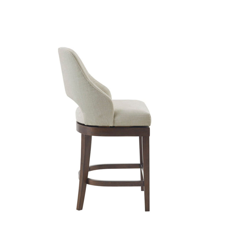 Counter Stool With Swivel Seat, Upholstery And Solid Wood Legs - Cream - R&R Furniture Gallery (Fountain Valley, CA)