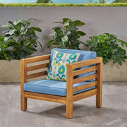 Outdoor Acacia Wood Patio Chair With Fabric Cushion - R&R Furniture Gallery (Fountain Valley, CA)