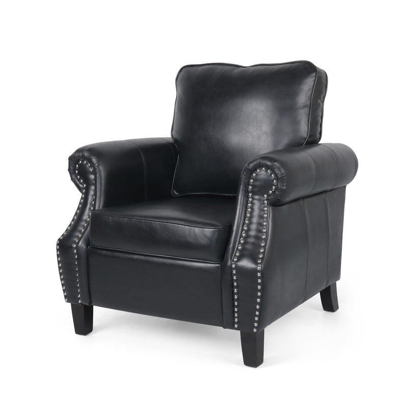 Contemporary Club Chair With Nailhead Trim And Rolled Armrests - R&R Furniture Gallery (Fountain Valley, CA)
