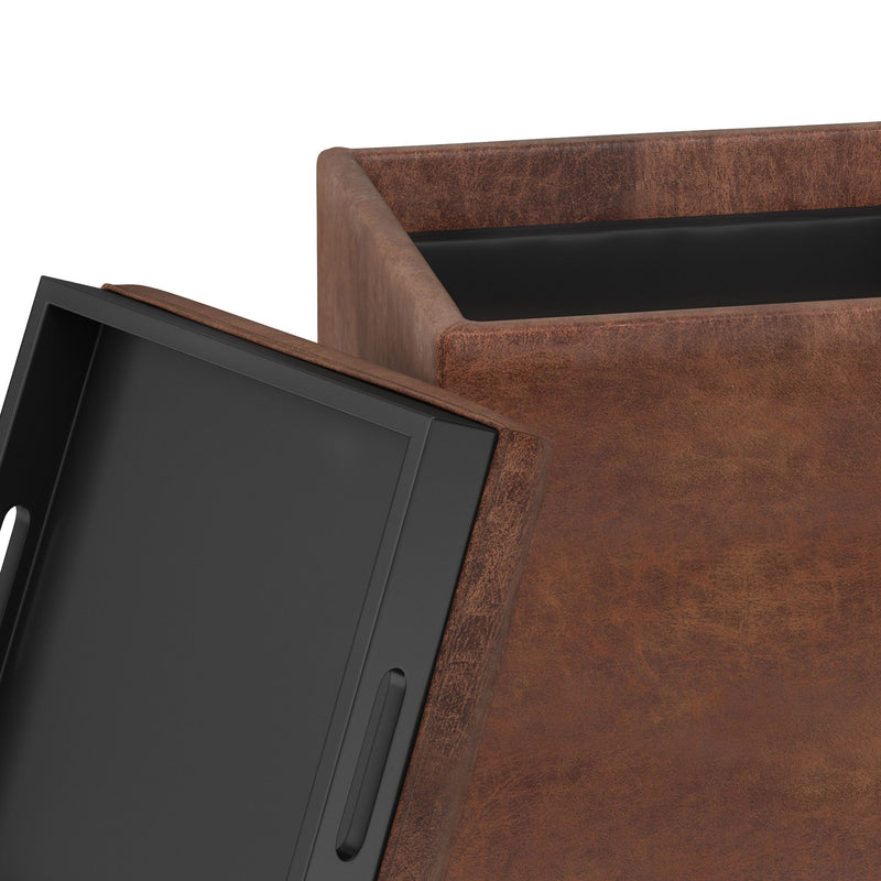 Rockwood - Upholstered Cube Storage Ottoman With Tray - R&R Furniture Gallery (Fountain Valley, CA)