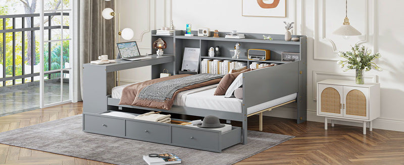 Daybed With 3 Drawers USB Ports And Desk - R&R Furniture Gallery (Fountain Valley, CA)