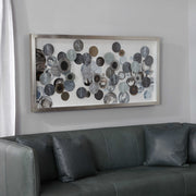 Uttermost Kella modern blue shadow box wall decor with layered geometric design on a neutral background.