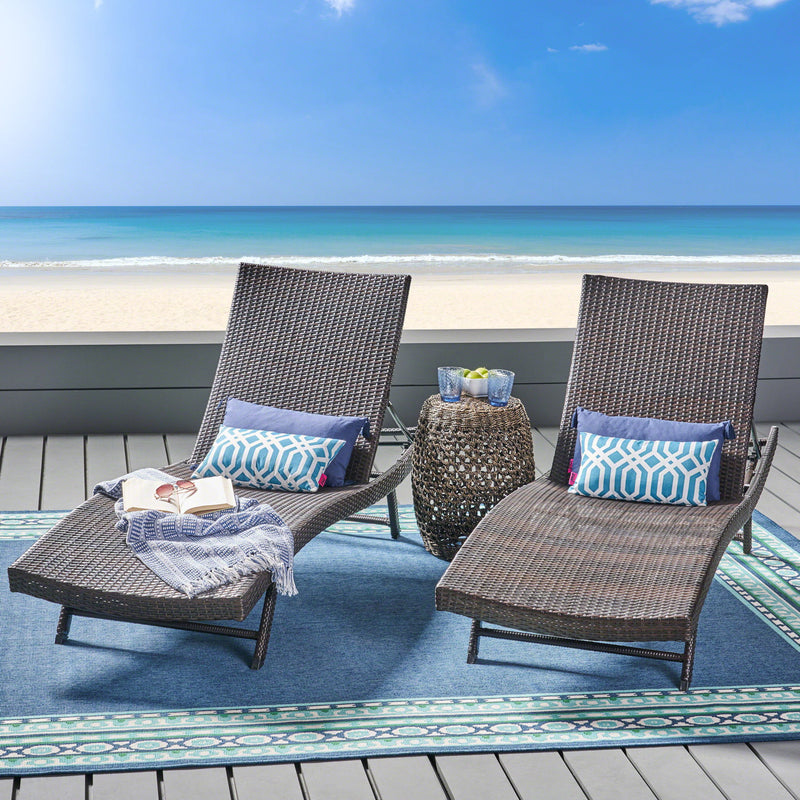 Kauai - Modern Style Wicker Chaise Lounge - Brown Multi - R&R Furniture Gallery (Fountain Valley, CA)