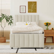 Upholstered Design Platform Bed With Trundle - R&R Furniture Gallery (Fountain Valley, CA)