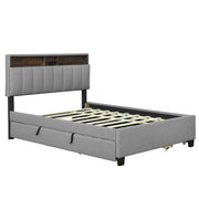 Upholstered Platform Bed With Storage Headboard, Trundle & 2 Drawers And A Set Of Sockets & USB Ports - R&R Furniture Gallery (Fountain Valley, CA)